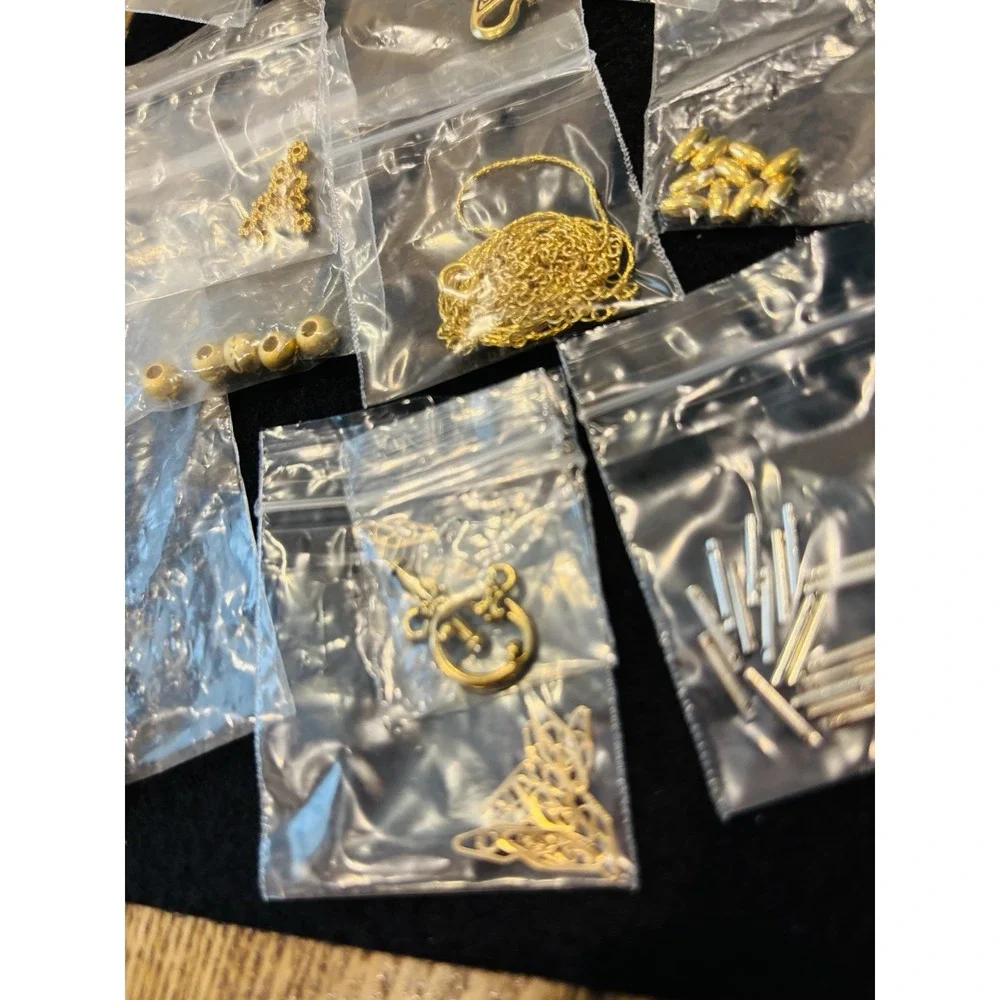 Lot Of New Jewelry Making Supplies Clasps Chains Wire Caps Magnetic Clasp Spacer